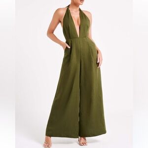 Meshki linen halter jumpsuit